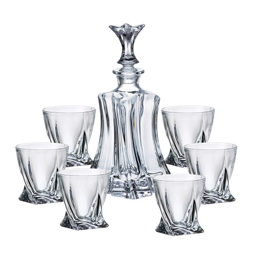 Bohemia Floral Crystal Decanter Set with 4 Matching Floral Glasses - Delivered to Your Door